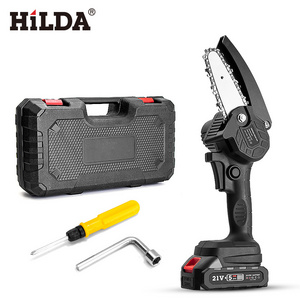 HILDA Mini 4-inch electric chain saw rechargeable chainsaw logging tree cutting household small handheld