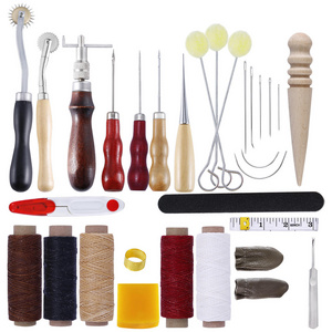 Hot selling complete DIY handmade leather working cutting punch sewing craft tools set kit for leather bag wallets making