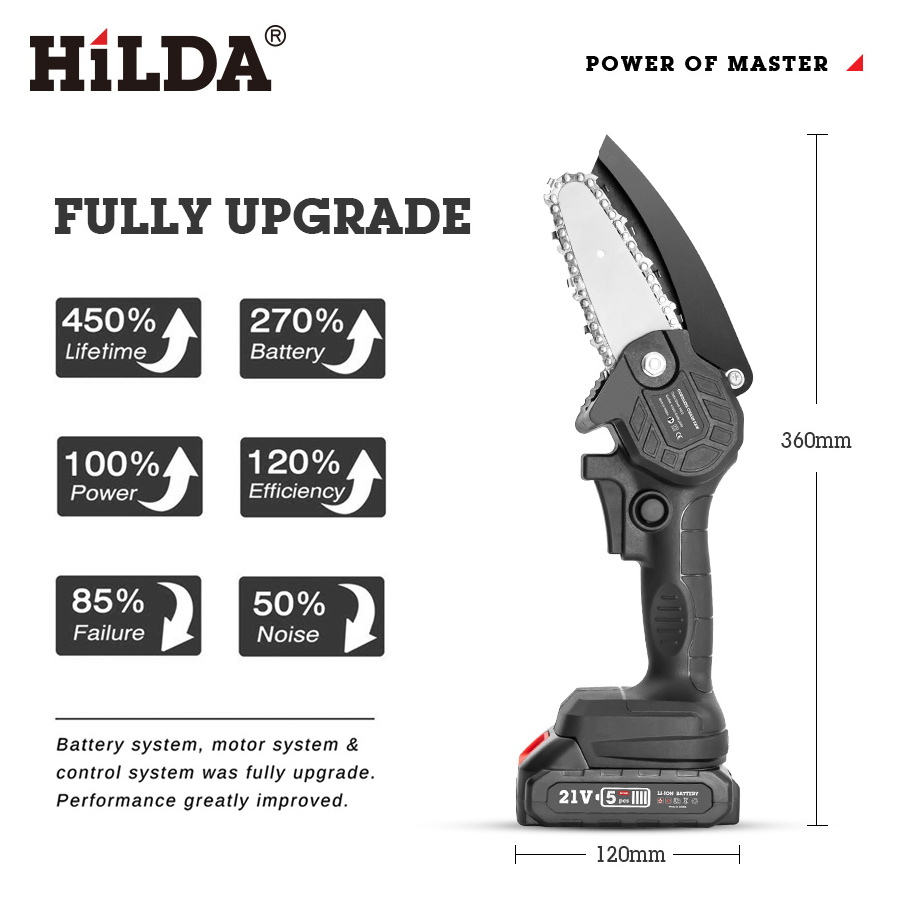 HILDA Mini 4-inch electric chain saw rechargeable chainsaw logging tree cutting household small handheld