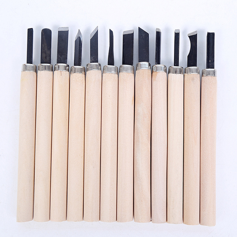 12pcs woodcut knife DIY tools engrave hand carving knife