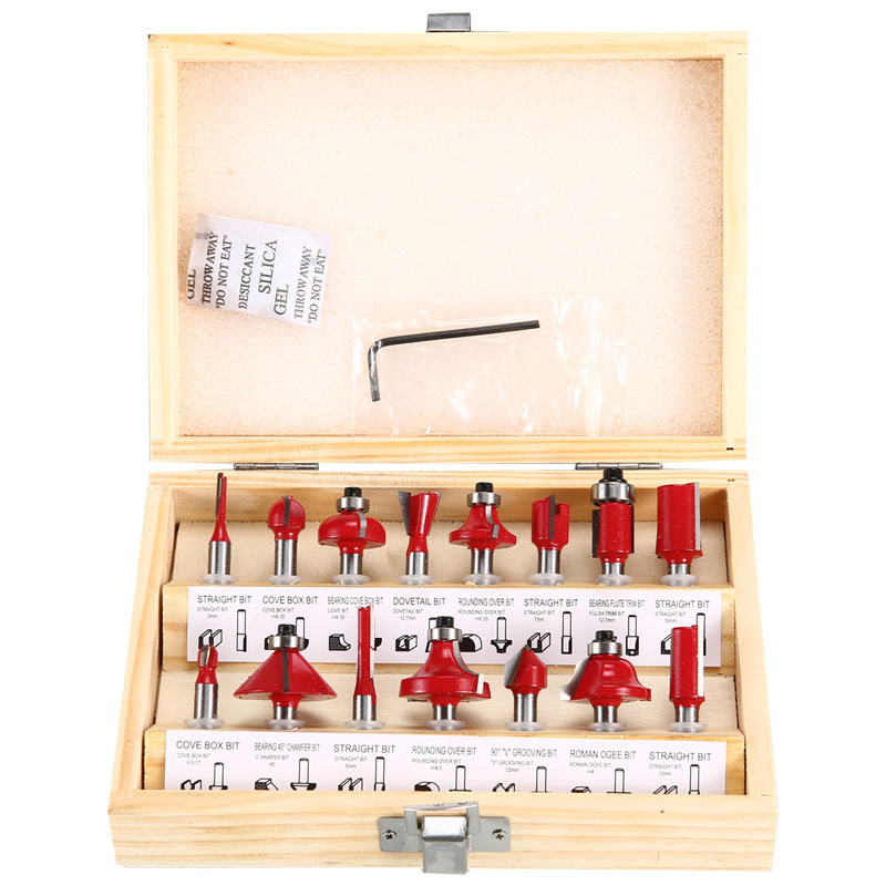 15pcs 1/4 Multipurpose router bit set wood cutter For Woodworking Milling Slotting Trimming tools milling cutter drill