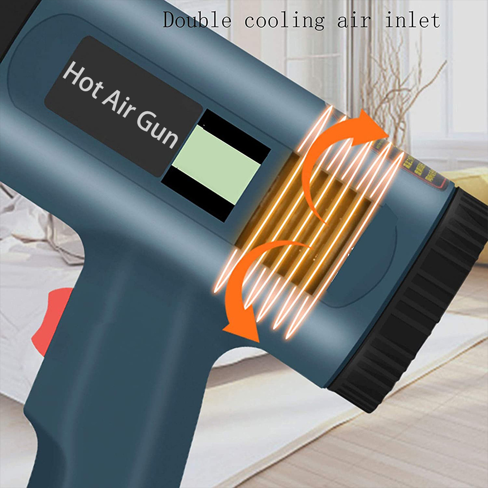 Industrial Hair Dryer Heat Gun 2000W LCD Display EU Plug Hot Air Gun Thermoregulator Heat Guns Shrink Wrapping Thermal Heater