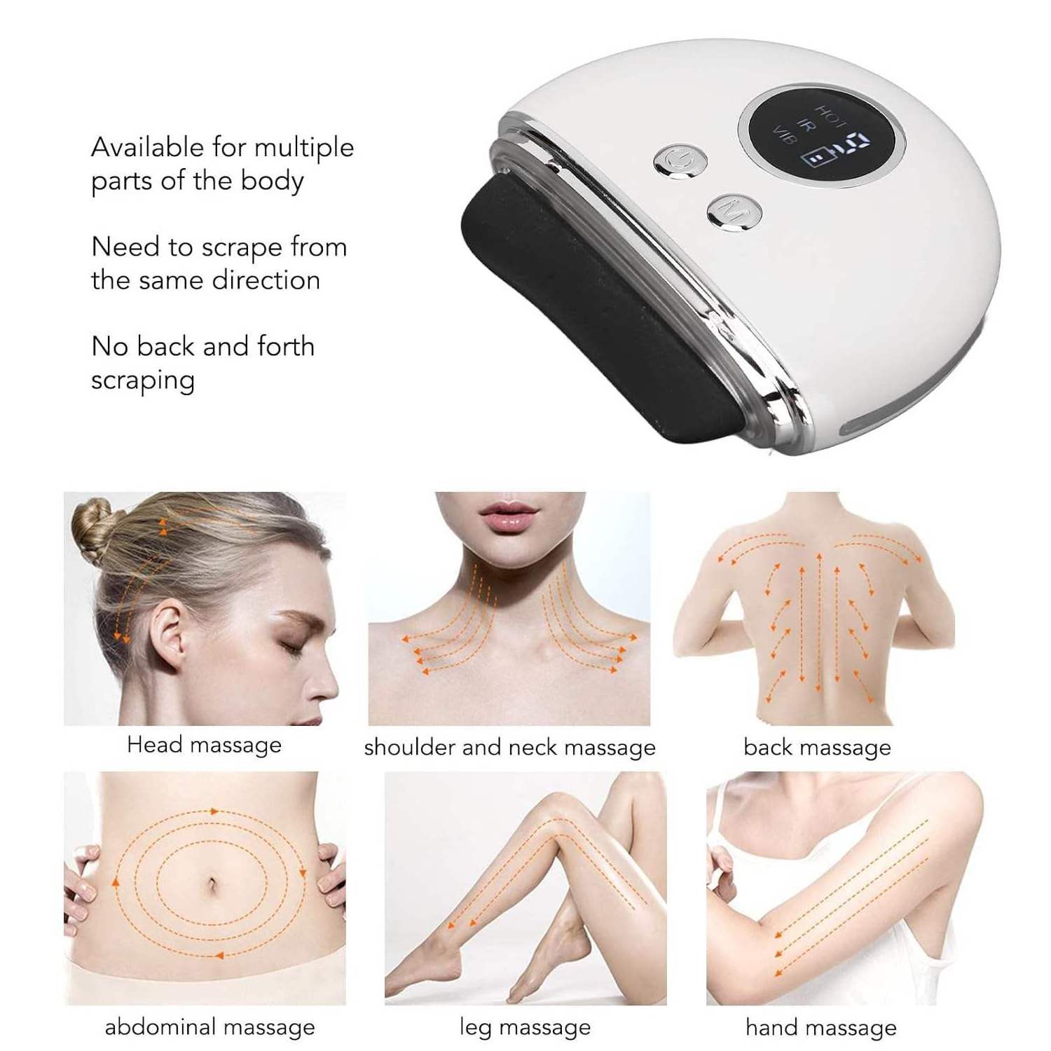 2024 New 5 Modes Heating Vibration Led Facial Massager Neck Lifting Gua Sha Device Massage Electric Gua Sha Scraping Facial Tool