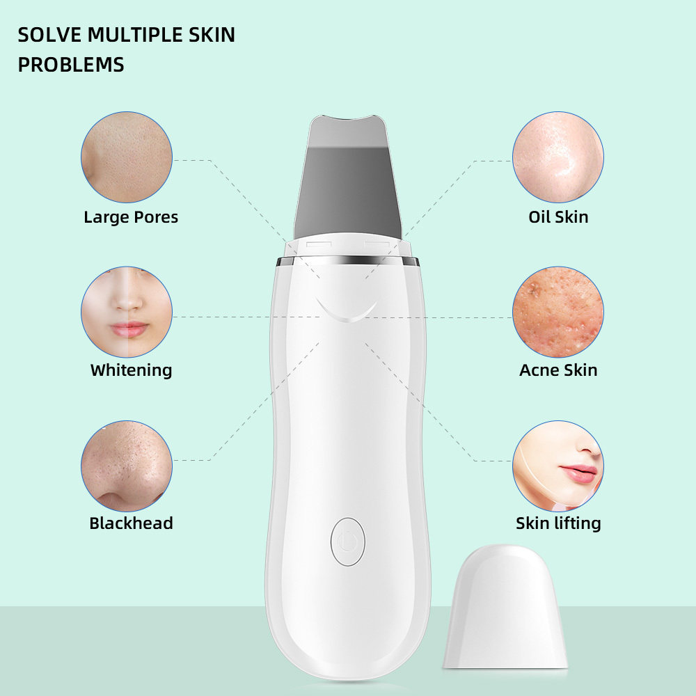 Professional face exfoliating device deep cleansing ultrasonic facial skin scrubber