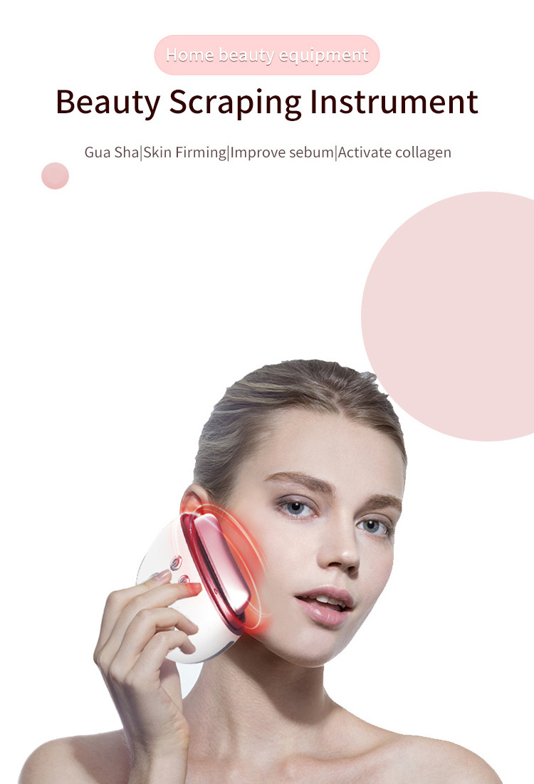 2024 New 5 Modes Heating Vibration Led Facial Massager Neck Lifting Gua Sha Device Massage Electric Gua Sha Scraping Facial Tool