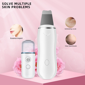 Professional face exfoliating device deep cleansing ultrasonic facial skin scrubber