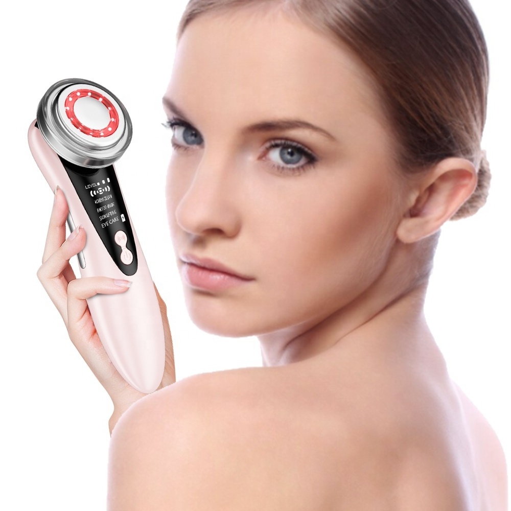 Wholesale Beauty Machine Facial Beauty Massager With Heating Red And Blue Light Portable And Mini Easy To Use Face Massager