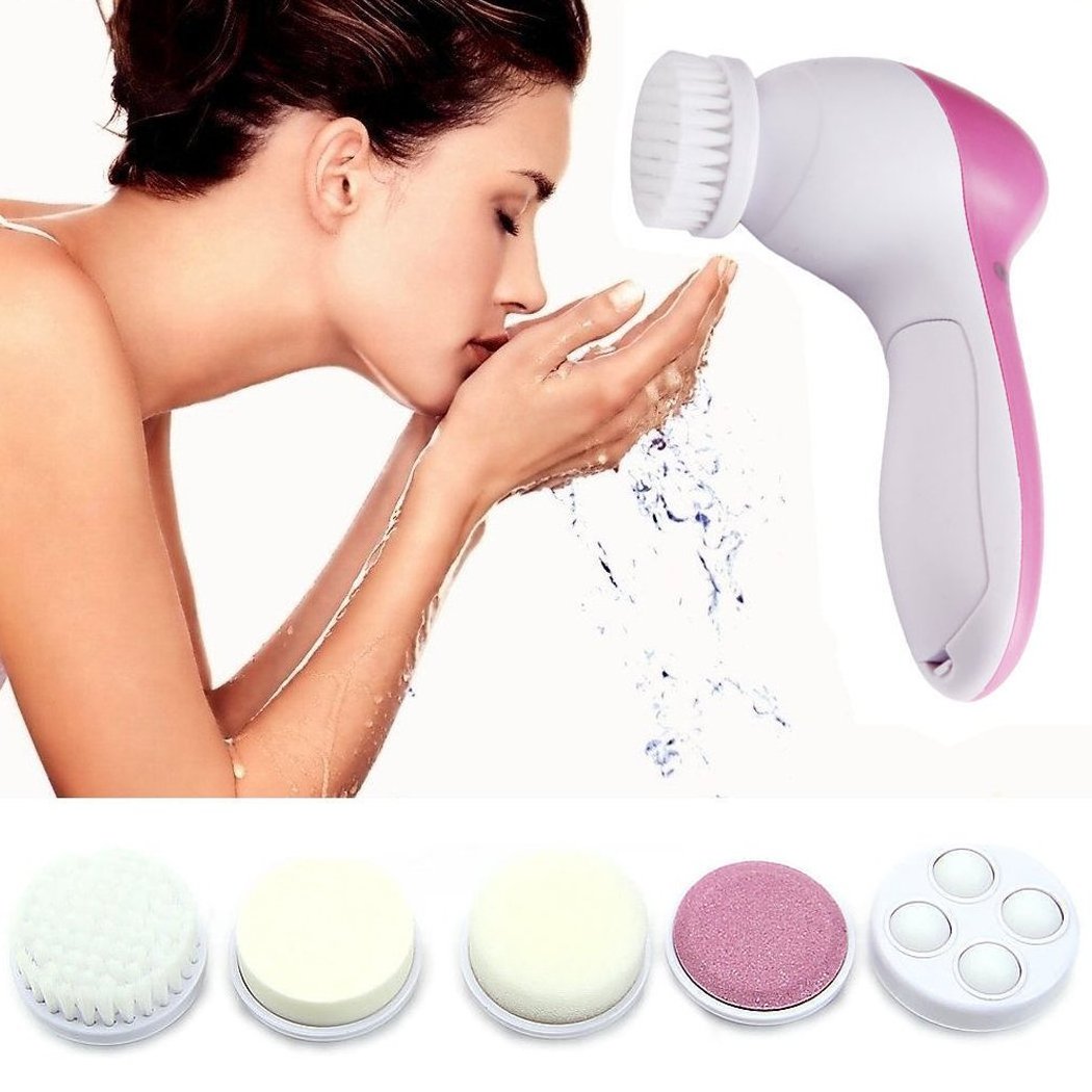 Multi-functional Electrical 5 in 1 Skin Face Deep Wash Cleanser Massager  Electric Facial Cleansing Brush