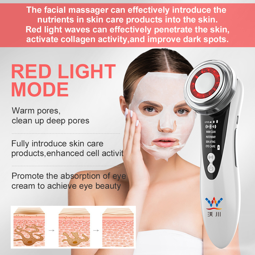 Wholesale Beauty Machine Facial Beauty Massager With Heating Red And Blue Light Portable And Mini Easy To Use Face Massager