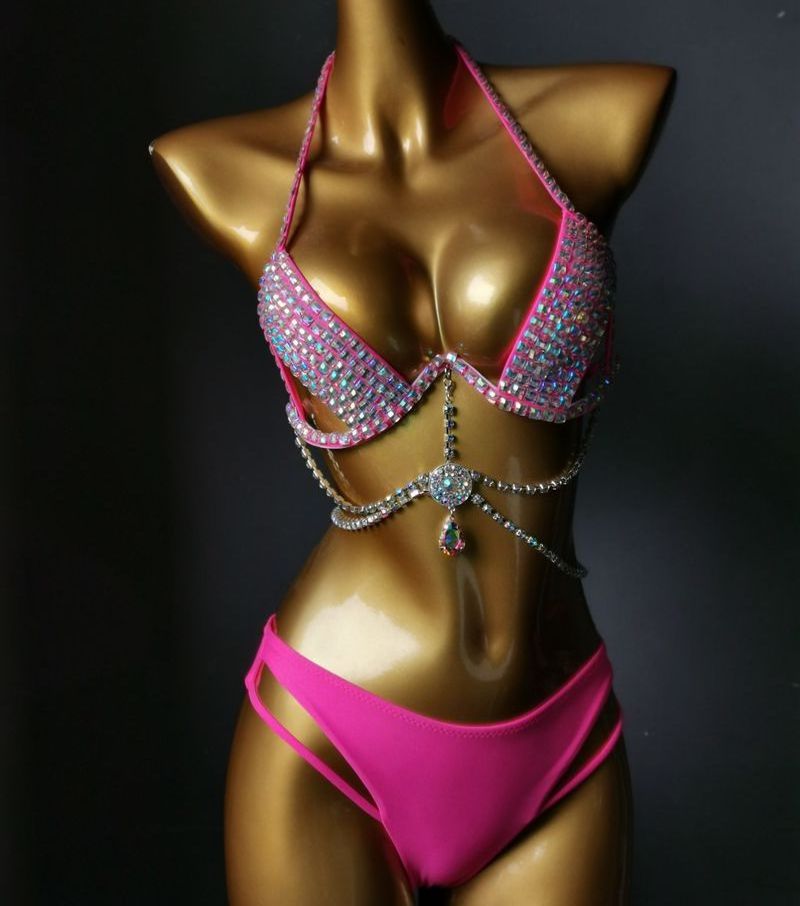 Very Sexy Bikini Lingerie Push Up Bra Mini Micro Jeune Fille G string Bikini with Rhinestone