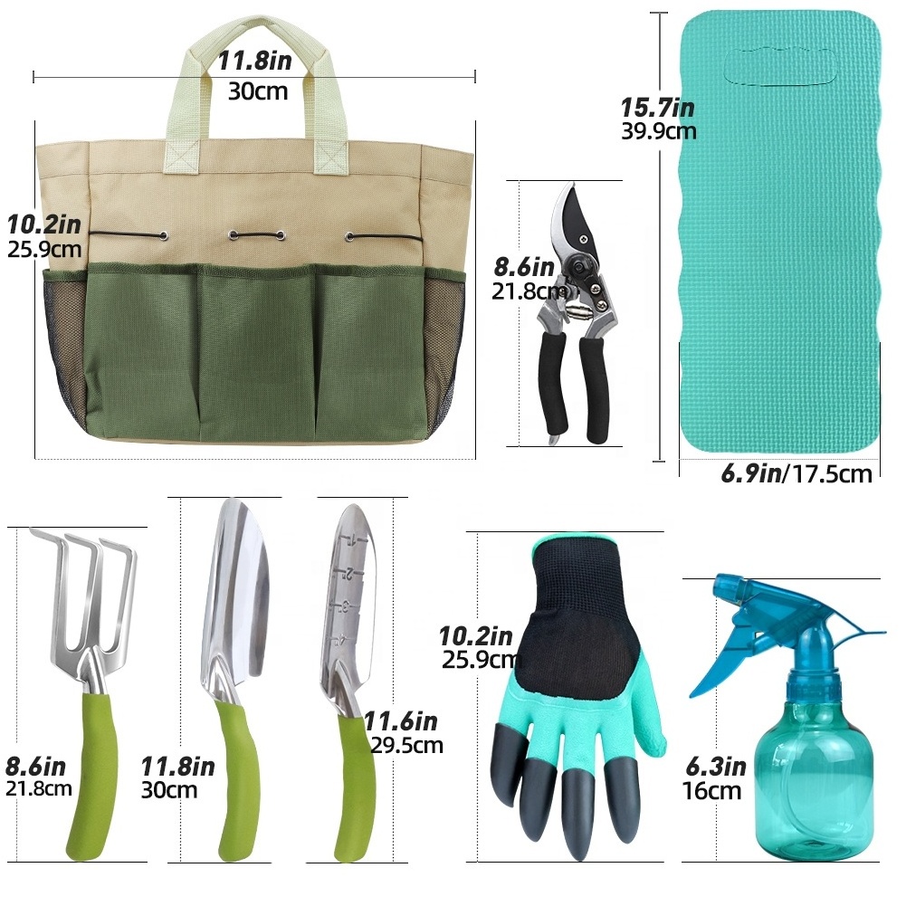 Gardening Tools Set With 3Pcs Garden Hand Tools, Sprayer,Gardening Kneeler And Gardening Claws Gloves Tools Gardening