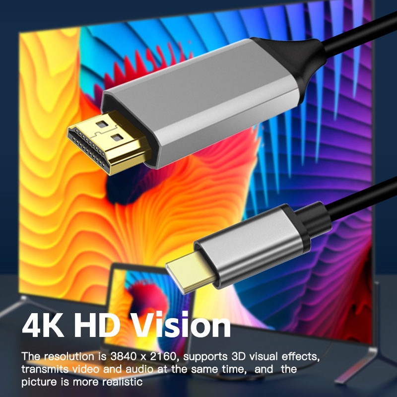 High Quality USB 3.1 1.4V 4K 30hz USB C to HDMI, Type C to Hdmi Cable for Connect Mobile Phone to TV 1.8M