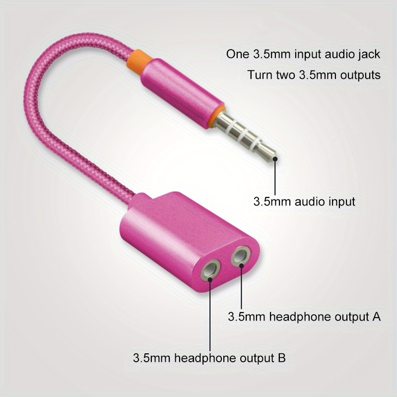 High-Quality Audio Splitter Adapter Jack 3.5mm 1 to 2 Dual Aux Cable with Earphone Y Splitter for Cellphone Sharing