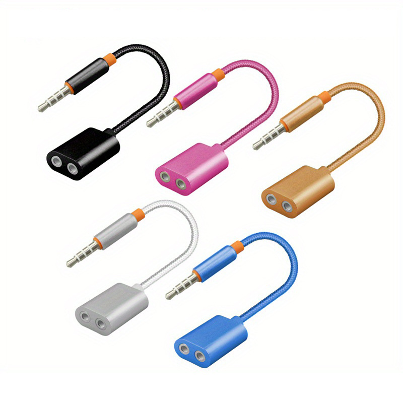 High-Quality Audio Splitter Adapter Jack 3.5mm 1 to 2 Dual Aux Cable with Earphone Y Splitter for Cellphone Sharing