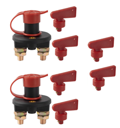 12V/24V 125A Battery Disconnect Switch, Isolator Cut Off Power Kill Battery Switch for Marine Car Boat Vehicles 2 Pairs(6 Keys)