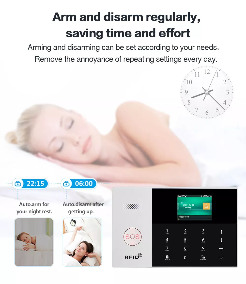 Alarm System for Home Burglar Security 433MHz WiFi GSM Alarm Wireless Tuya Smart House App Control with two way door sensors