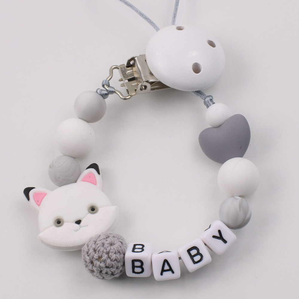 Baby Cartoon Bear Pacifier Clip Chain Tooth Glue Anti Falling Chain Silicone Bead Pacifier Chain Baby Product