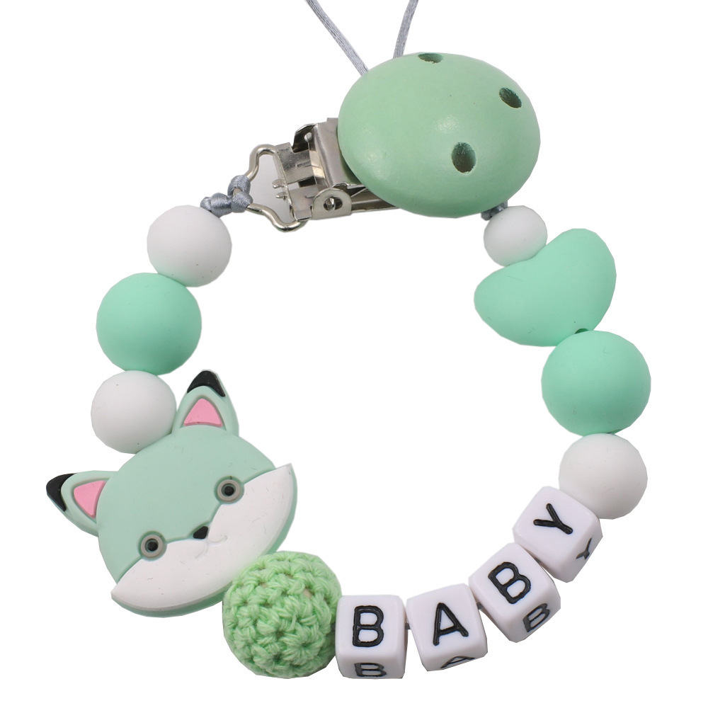 Baby Cartoon Bear Pacifier Clip Chain Tooth Glue Anti Falling Chain Silicone Bead Pacifier Chain Baby Product