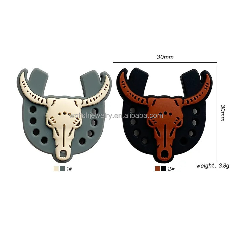 Western Horseshoe Horn Cow Skull Head Beads 30*30mm Bulk Silicone Beads Animal Beads Jewelry Accessories