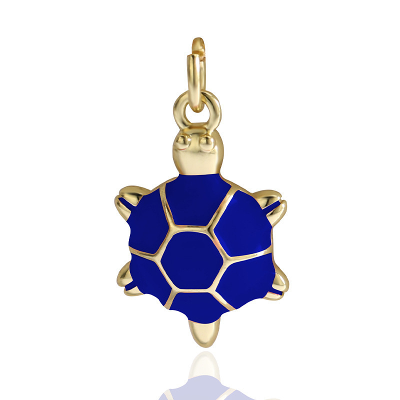 Shiny 18K Gold Filled Enamel Turtle Pendant Sea Life Charm For DIY Jewelry Making Accessories