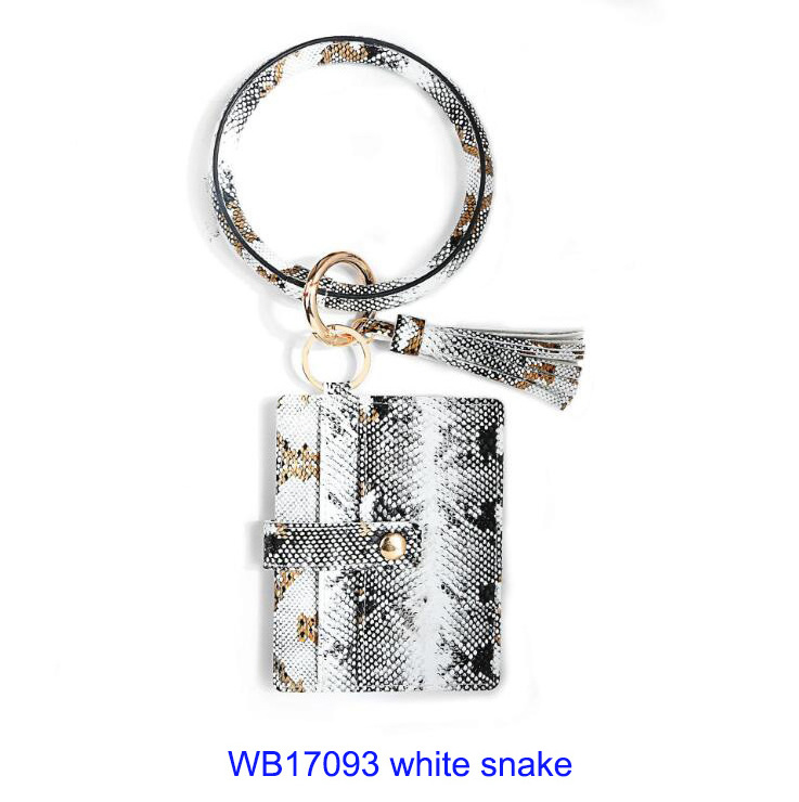 New design snake skin print PU leather ID Card wallets credit cards holders coin purse bangle keychain wristlet