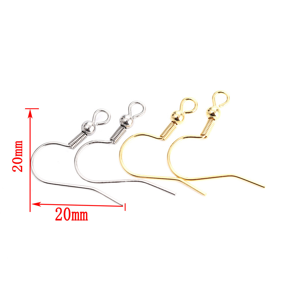 Gold Plated Spring Ball Dangle Ear Wire Stainless Steel Earring Hooks For Diy Jewelry Making