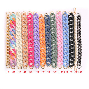 Fashion Jewelry Colorful Long Cuban Link Chain Keychain Handmade Acrylic Chain Drop Bag Accessories