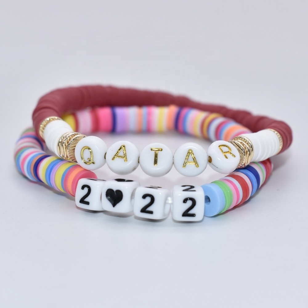 Custom new 2022 Qatar world football cup Country team name words bracelet