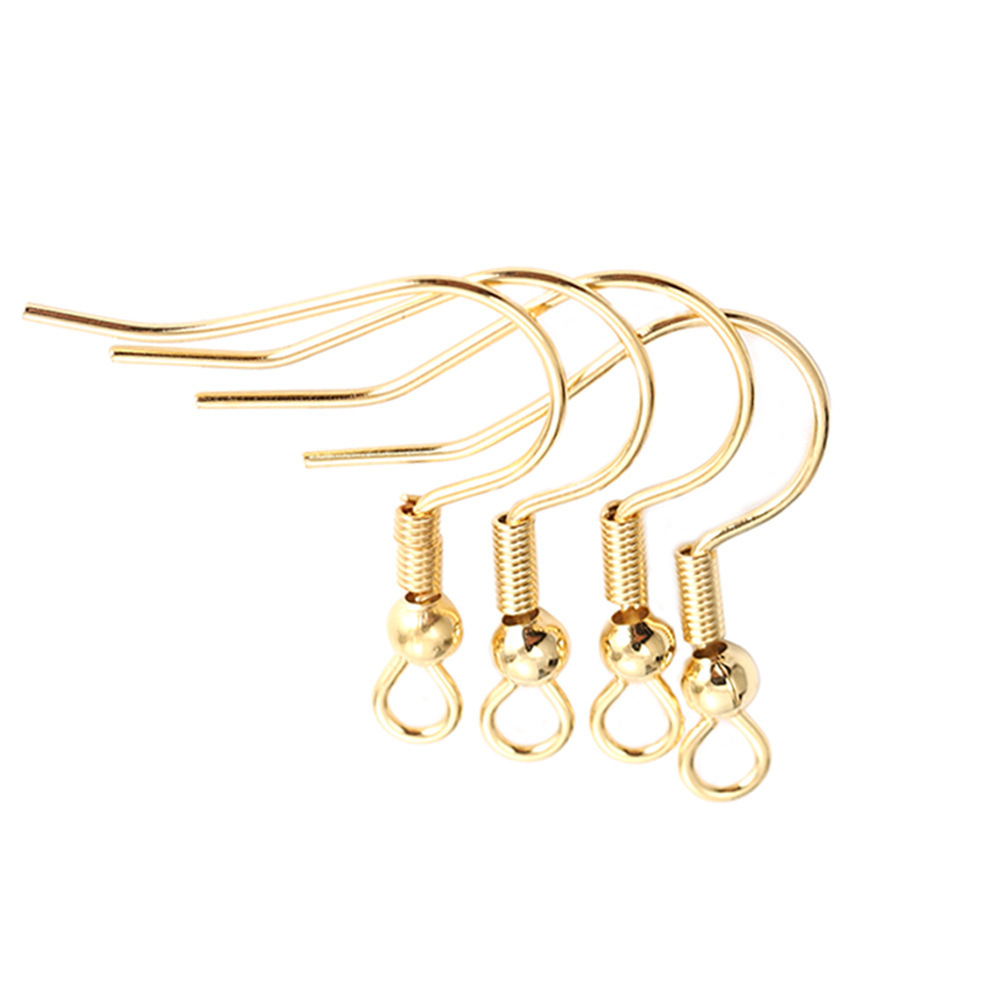 Gold Plated Spring Ball Dangle Ear Wire Stainless Steel Earring Hooks For Diy Jewelry Making