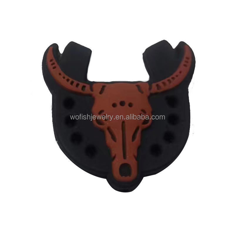 Western Horseshoe Horn Cow Skull Head Beads 30*30mm Bulk Silicone Beads Animal Beads Jewelry Accessories