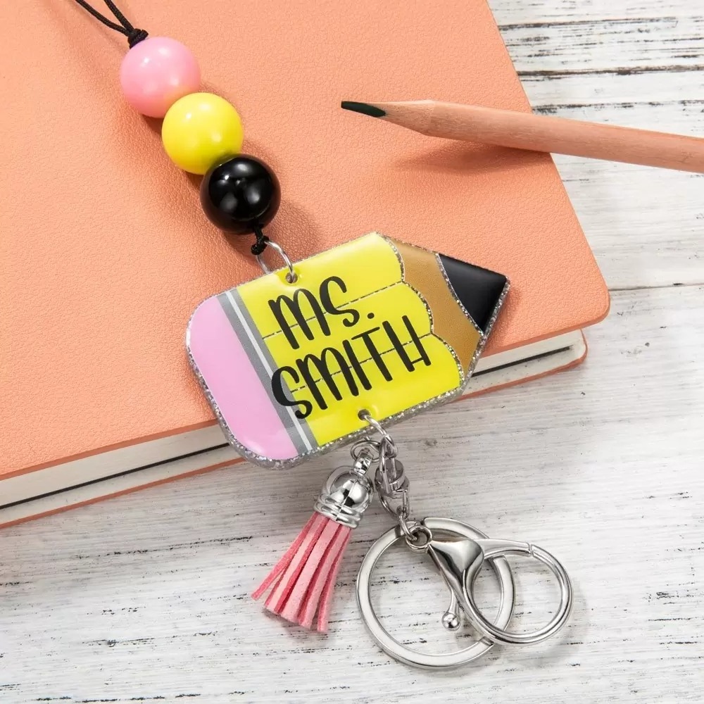 Personalized Beaded Teacher Lanyard Crayon badge reel Back to School GiftsTeacher Appreciation Gifts for Teacher