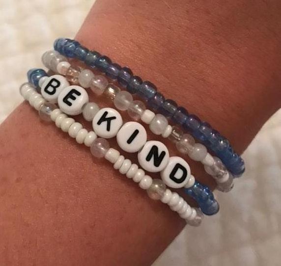 CUSTOM design BE KIND alphabet  Little Words Project Clarity Beaded motivational bracelets