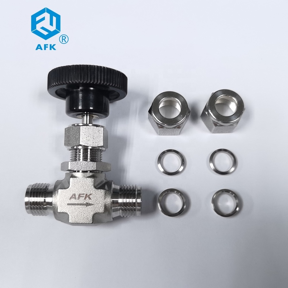 High Pressure Adjustable Needle Valve Compression Double Ferrule Tube 316 Stainless Steel 1/8