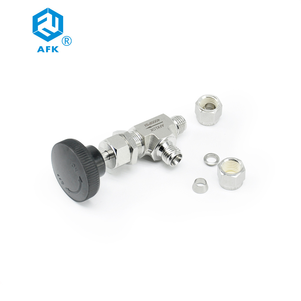 BSPP NPT FERRULE TYPE Needle Valve 316 Stainless Steel Angle type Stop Valve for Water Gas Oil Fuel