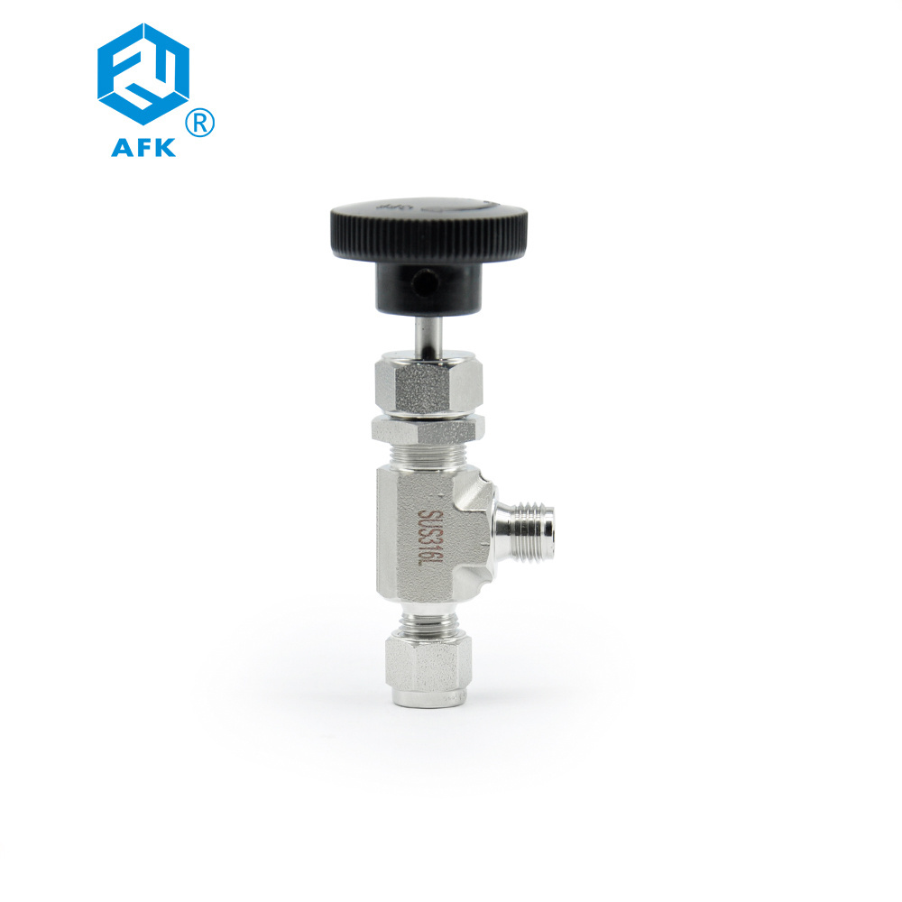 BSPP NPT FERRULE TYPE Needle Valve 316 Stainless Steel Angle type Stop Valve for Water Gas Oil Fuel