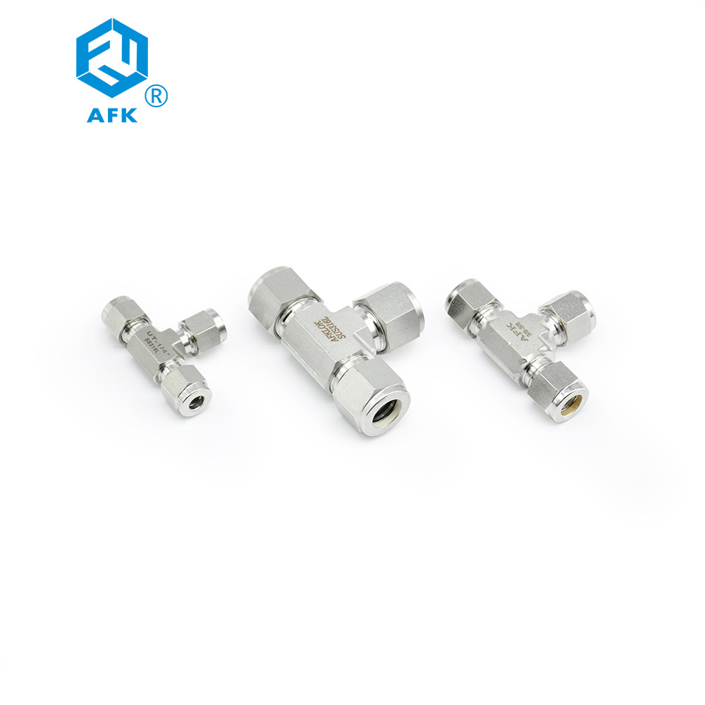 Instrument Double Ferrule Compression Connectors 1/8in~1/2in Stainless Steel 316 Swagelok Tube Fitting Equal Tee Fit