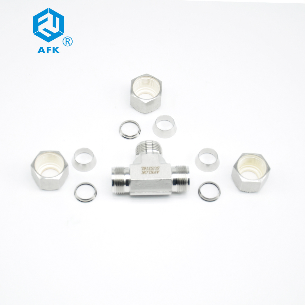 Instrument Double Ferrule Compression Connectors 1/8in~1/2in Stainless Steel 316 Swagelok Tube Fitting Equal Tee Fit