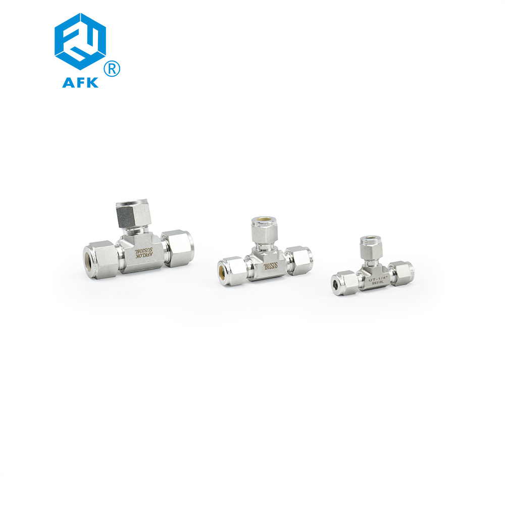 Instrument Double Ferrule Compression Connectors 1/8in~1/2in Stainless Steel 316 Swagelok Tube Fitting Equal Tee Fit