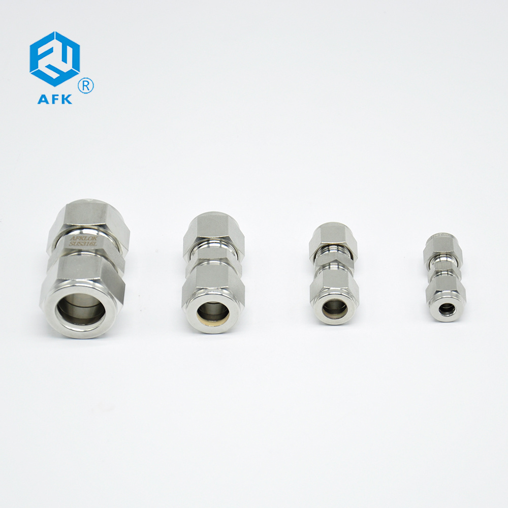 Straight stainless steel Line Compression Fitting Unions For 3/16 OD Tubing pipe fittings