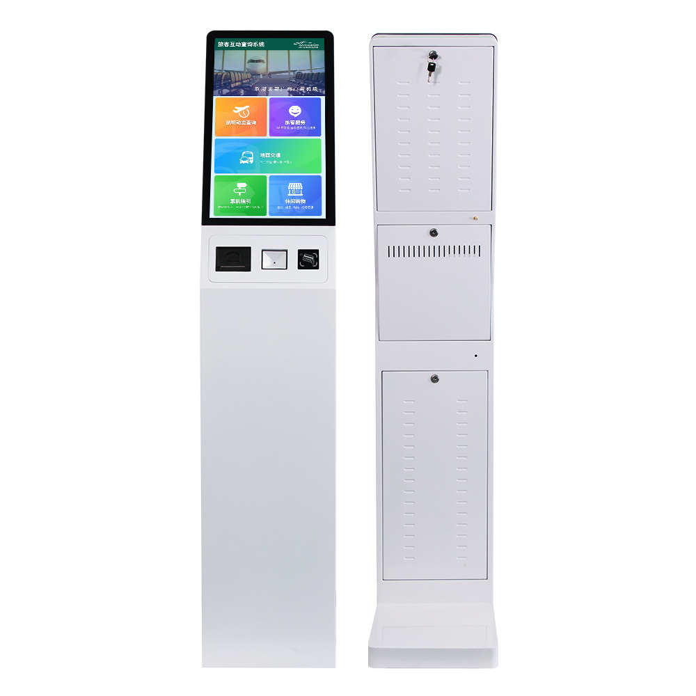 Floor standing  21 inch self hotel checkout kiosk order kiosk, Android printer payment kiosk with pos mount