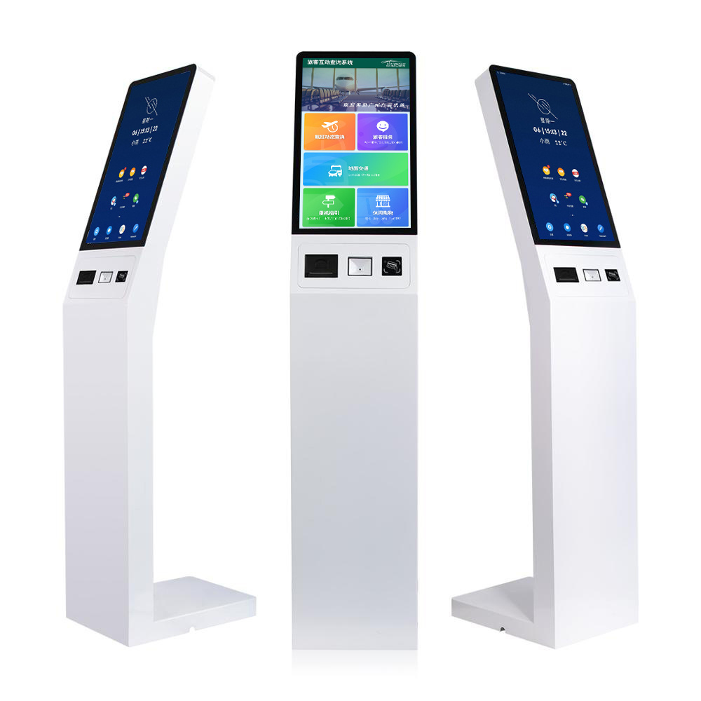 Floor standing  21 inch self hotel checkout kiosk order kiosk, Android printer payment kiosk with pos mount