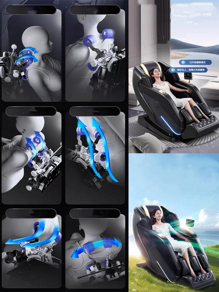 2024 New Arrival Luxury Full Body 4D AI Voice Controlled Electric Sofa Zero Gravity SL-Track Massage Chair Shiatsu Leather Neck