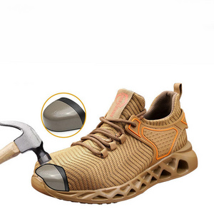 Safety shoes Lightweight flying woven men Anti impact anti puncture non release site shoes working boots