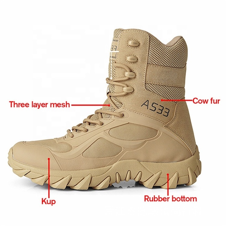 ODM Chile High-ankle Waterproof Wear Resistant Cross-border Sand Tactical Boots with side zipper