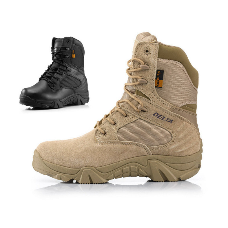 High-top Men's TacticalSBoots Lightweight Hiking Boots Durable Suede Leather Work Desert Boots