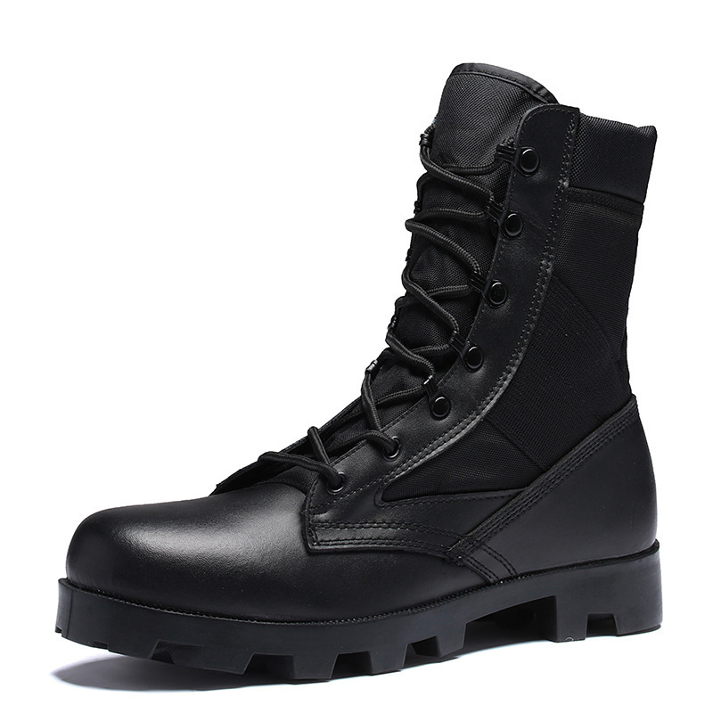 Combat Boots Custom Leather Moulding Rubber Tactical Boots black