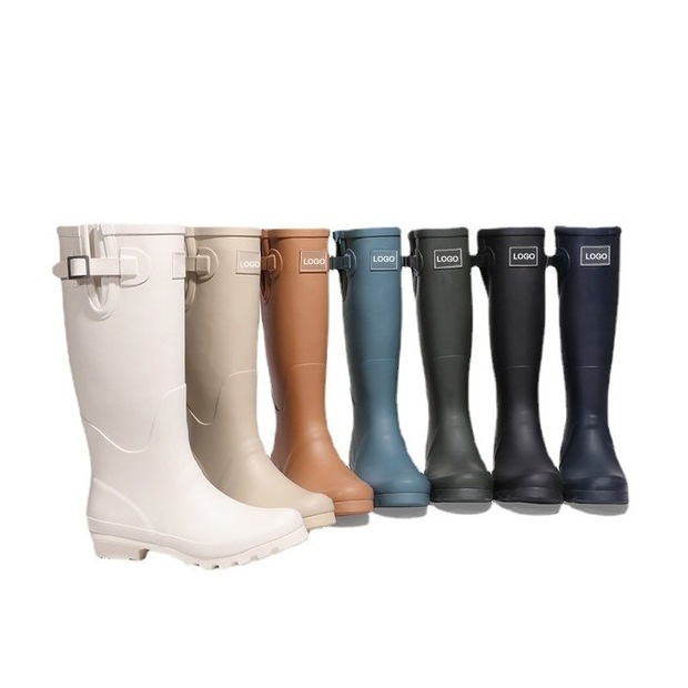 Custom Logo New Style Gumboots Woman Waterproof Rain Boots Natural Rubber Wellies Women's Boots