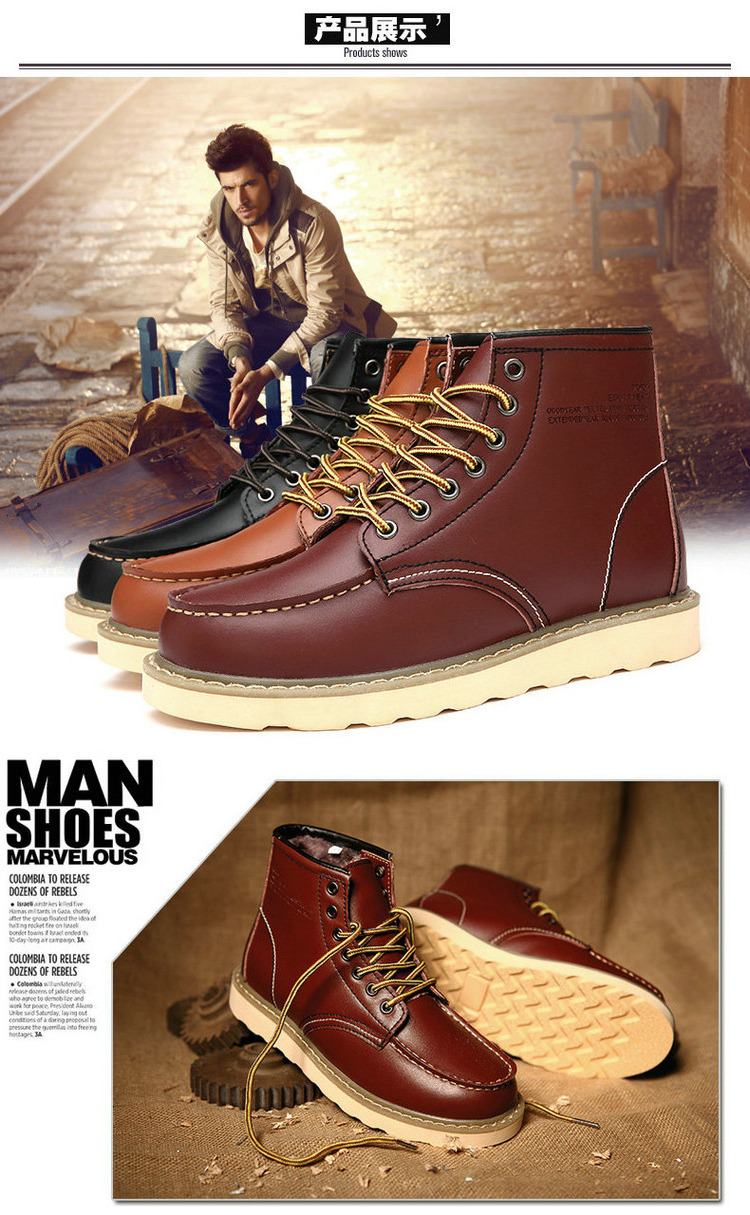 New Design Men'S Dress Shoes Plus Size High Top Male Leather  Working Boots Martin Boots For Men hiking boots for men