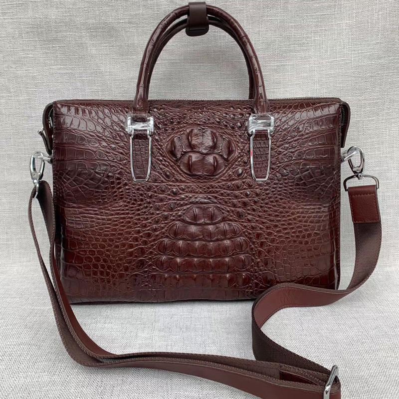 Fashion Crocodile Pattern Genuine Leather Men's Briefcase Business Office Laptop Handbag Casual Bags