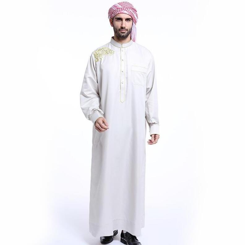 China Dyed Arabic Thobe Fabric Factory dubai fabric arabic dress mens muslim saudi style robe cotton fabric